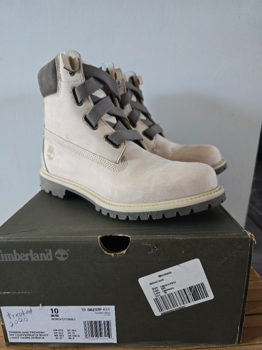 TIMBERLAND PREMIUM CONVENIENCE BOOT LIGHT TAUPE NUBUCK size 10